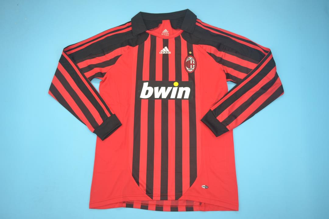 MAILLOT RETRO AC MILAN DOMICILE 2007/2008 VERSION MANCHES LONGUES