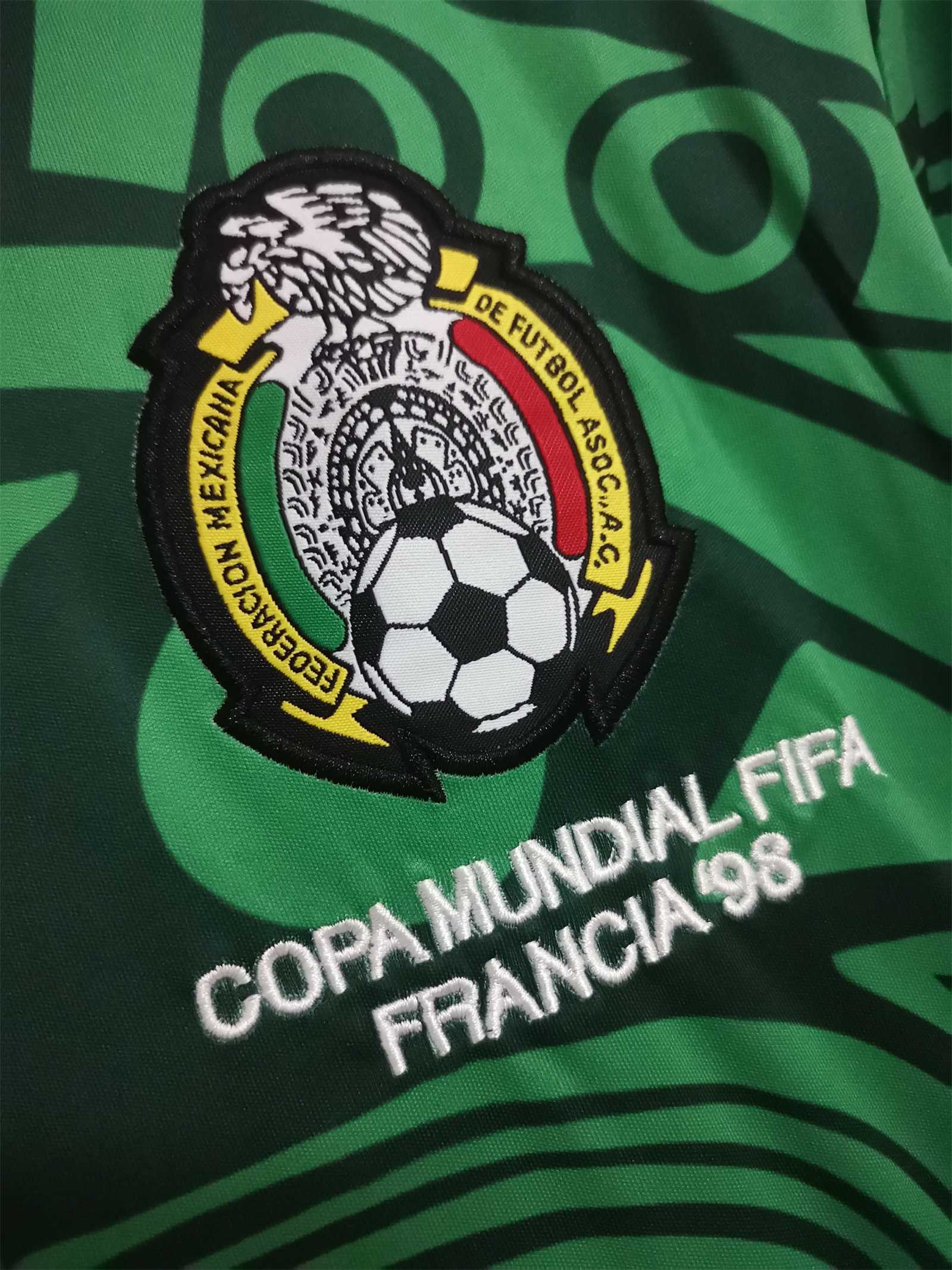 MAILLOT MEXIQUE DOMICILE 1998 VERSION MANCHES LONGUES
