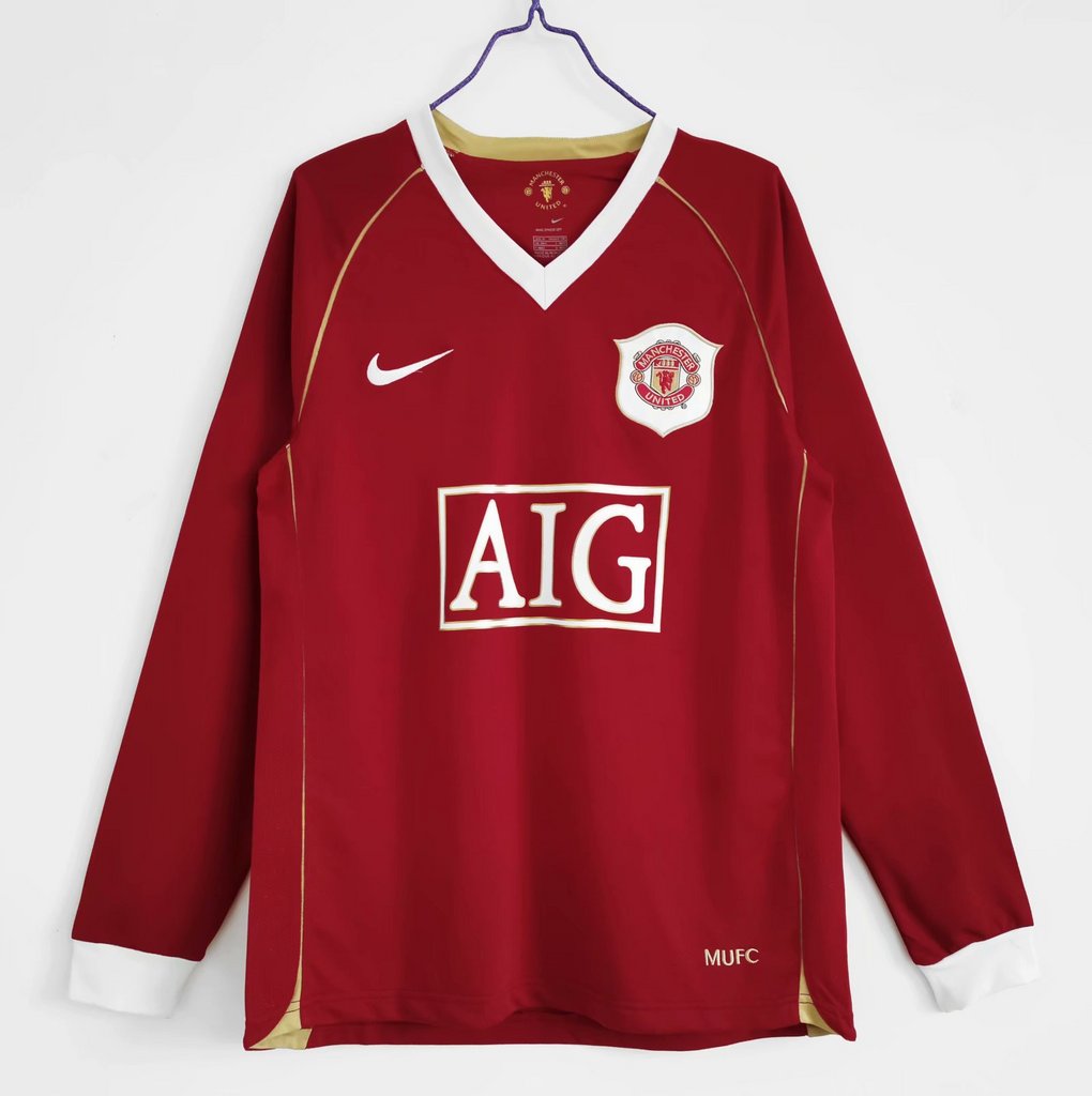 MAILLOT RÉTRO MANCHESTER UNITED DOMICILE 2006/2007 VERSION MANCHES LONGUES