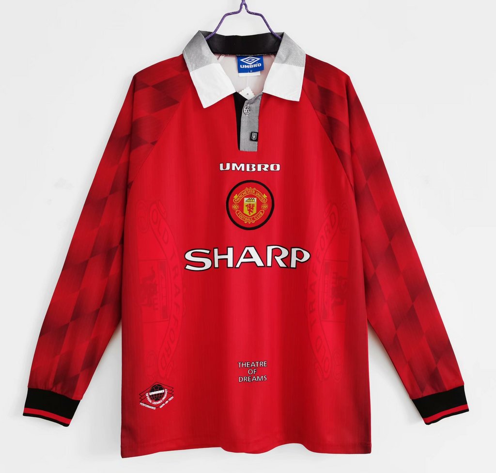 MAILLOT RÉTRO MANCHESTER UNITED DOMICILE 1996/1997 VERSION MANCHES LONGUES