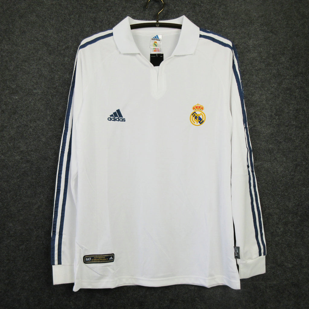 MAILLOT RETRO REAL MADRID DOMICILE 2001/2002  VERSION MANCHES LONGUES