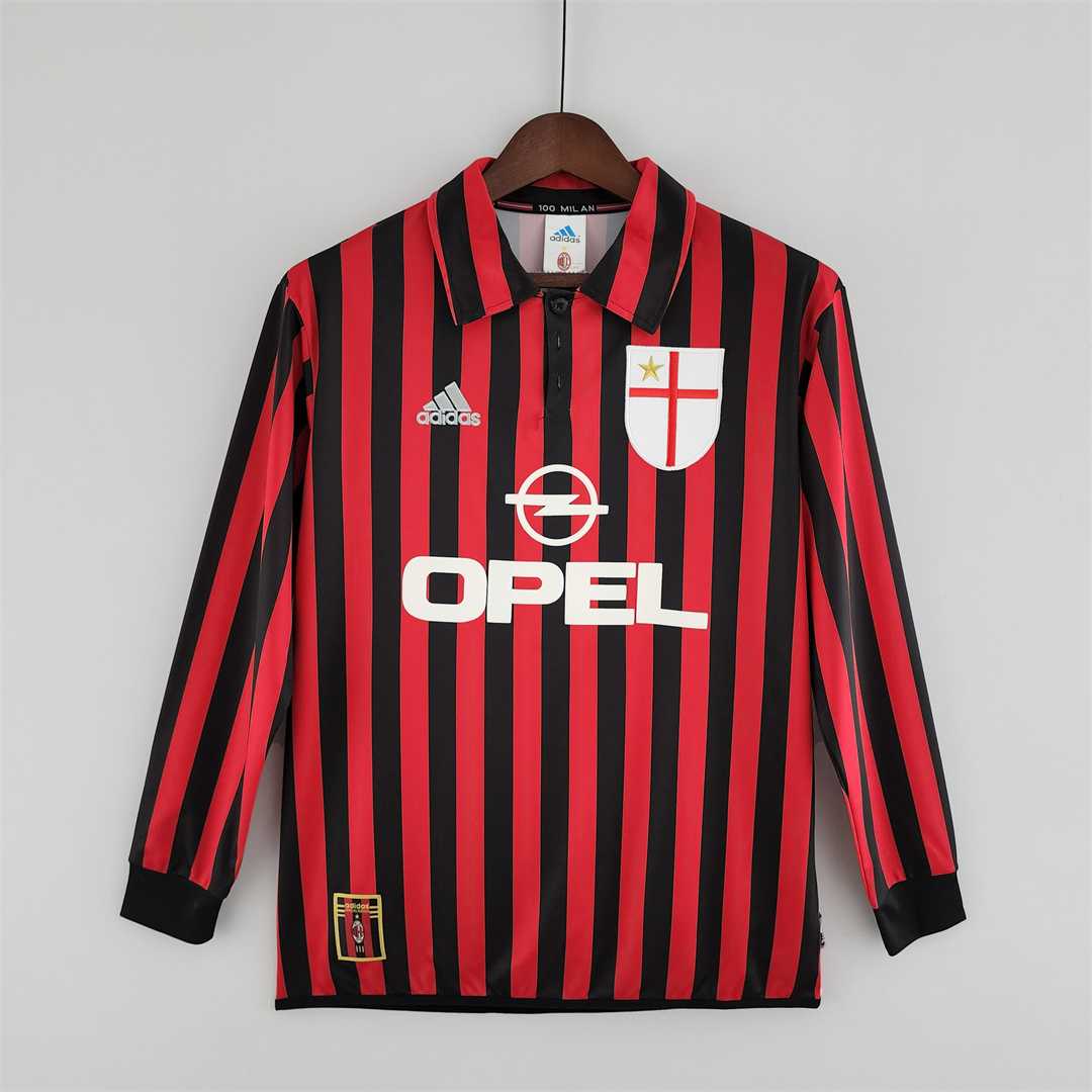 MAILLOT RETRO AC MILAN DOMICILE 1999/2000 VERSION MANCHES LONGUES