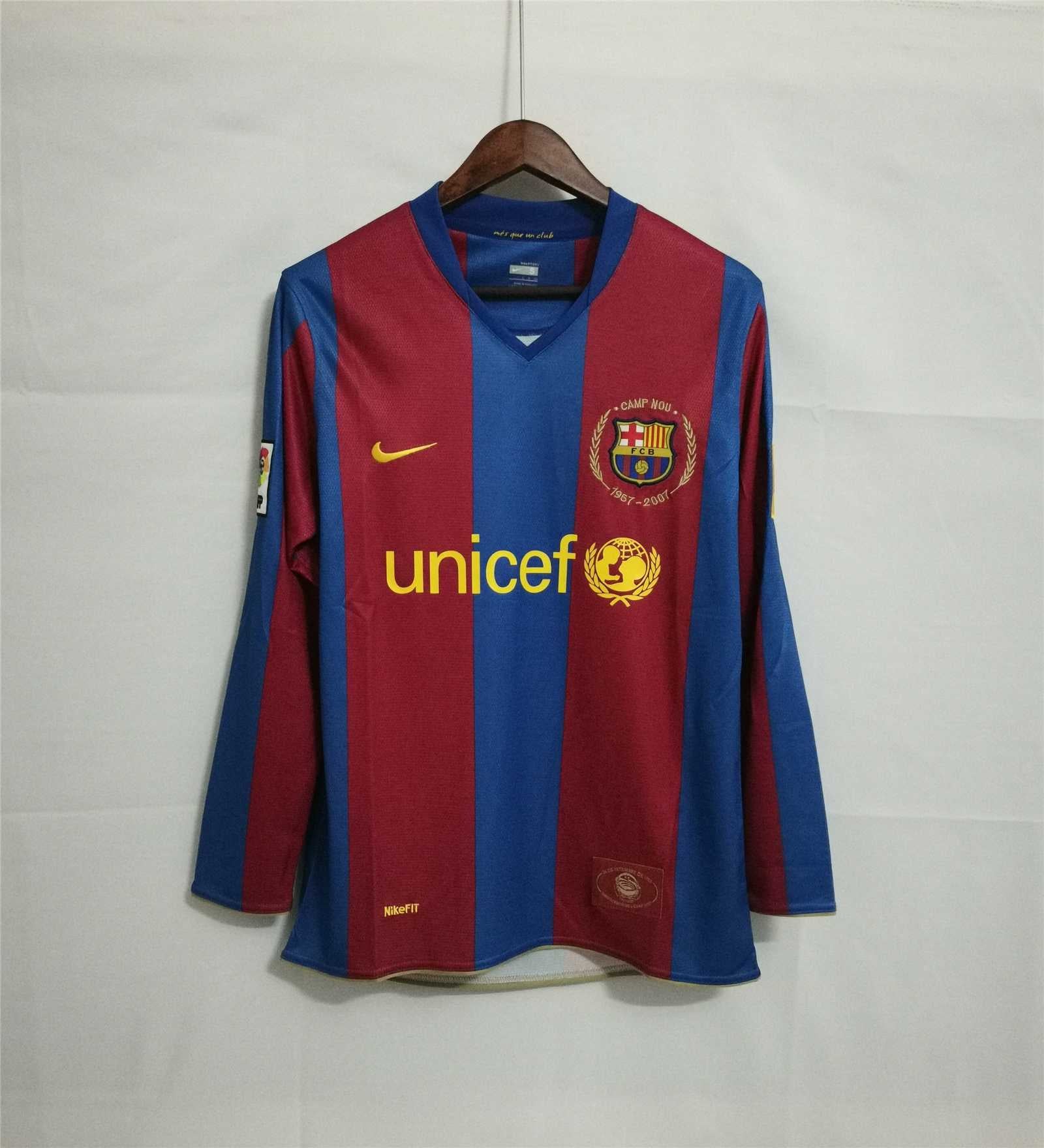 MAILLOT BARCELONE DOMICILE 2007/2008 VERSION MANCHES LONGUES