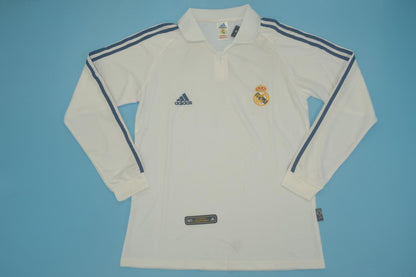 MAILLOT REAL MADRID DOMICILE 2001 VERSION MANCHES LONGUES