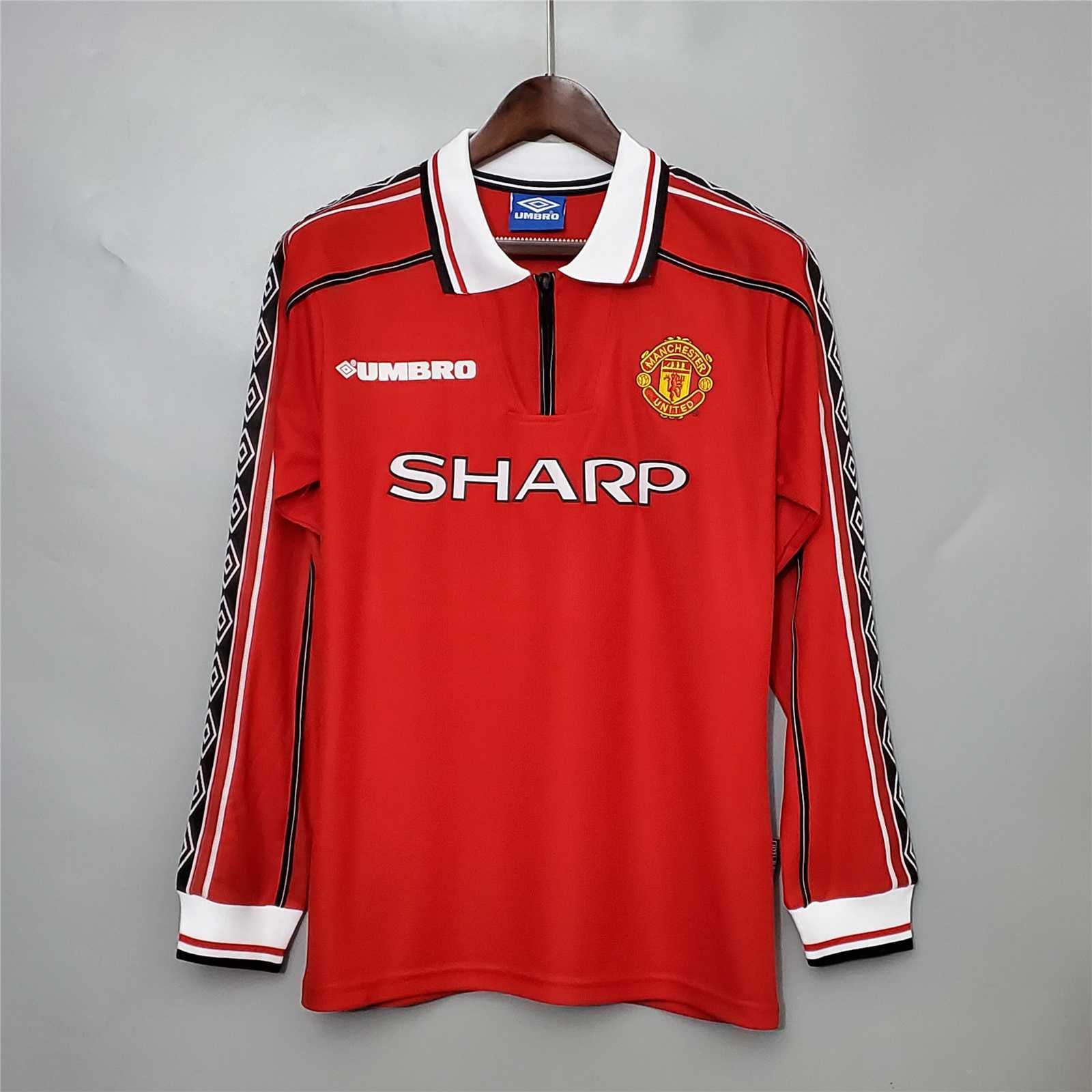 MAILLOT MANCHESTER UNITED DOMICILE 1998/1999 VERSION MANCHES LONGUES