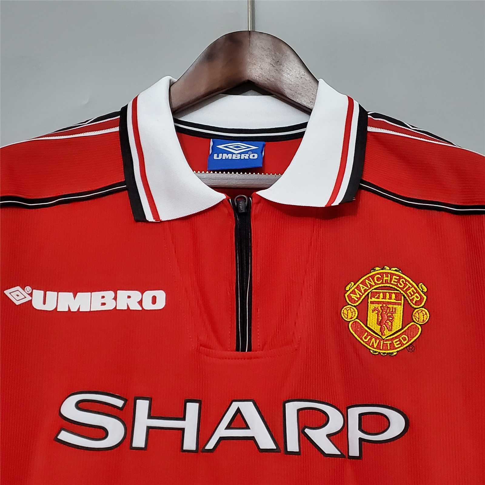 MAILLOT MANCHESTER UNITED DOMICILE 1998/1999 VERSION MANCHES LONGUES