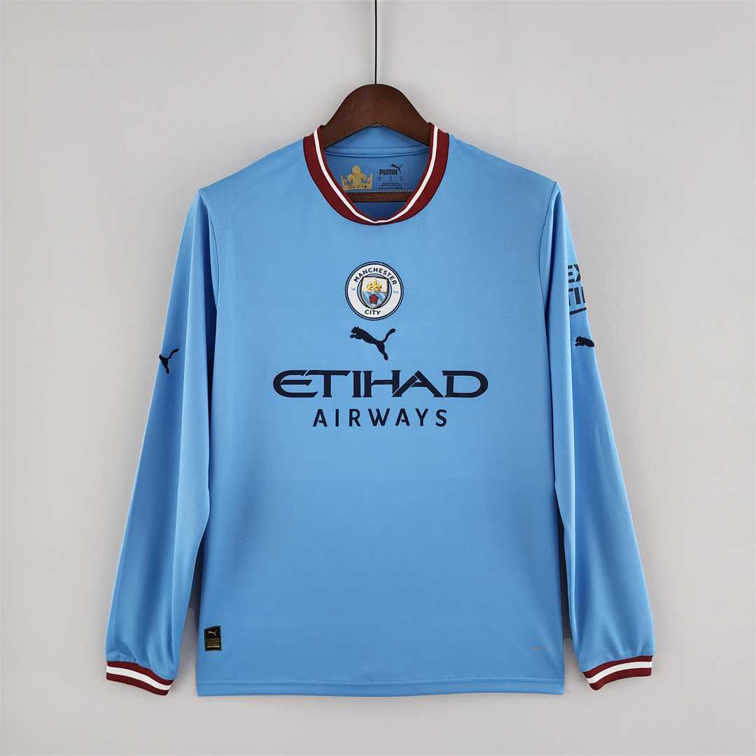 MAILLOT MANCHESTER CITY DOMICILE 2022/2023 VERSION MANCHES LONGUES