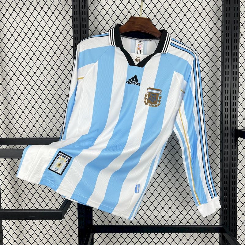 MAILLOT ARGENTINE DOMICILE 1998 VERSION MANCHES LONGUES