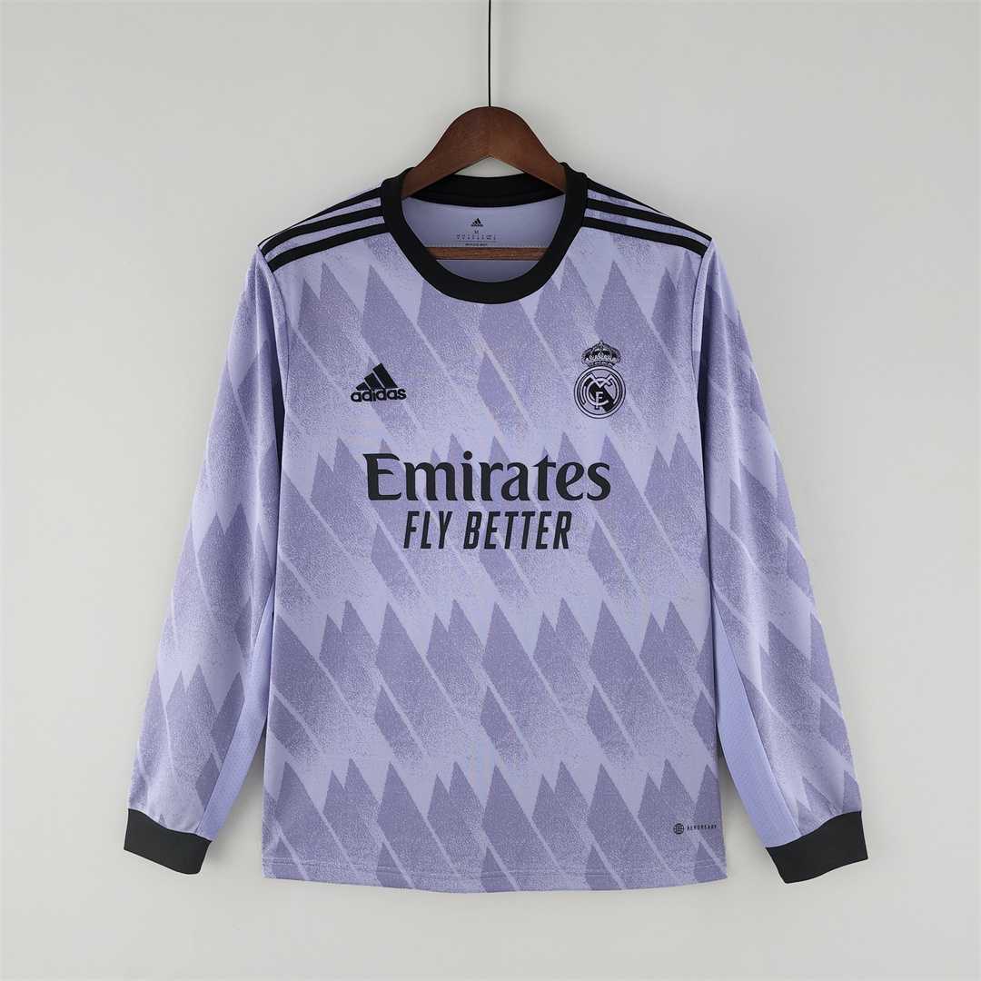 MAILLOT REAL MADRID EXTÉRIEUR 2022/2023 VERSION MANCHES LONGUES