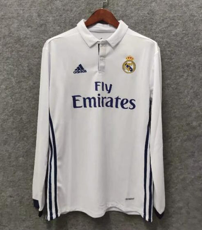 MAILLOT RETRO REAL MADRID DOMICILE 2016/2018 VERSION MANCHES LONGUES