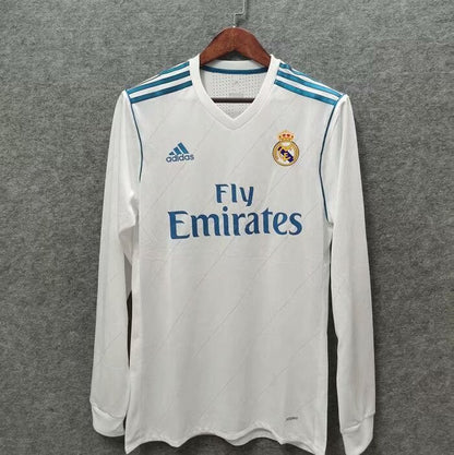 MAILLOT RETRO REAL MADRID DOMICILE 2017/2018 VERSION MANCHES LONGUES