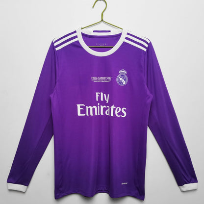 2016-2017 Maillot Retro Real Madrid Extérieur Manches Longues