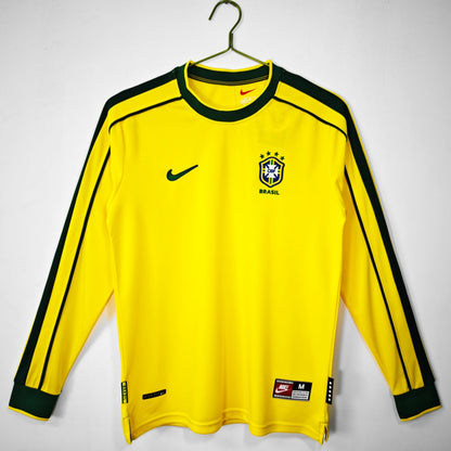1998 Maillot Brésil Domicile Rétro Manches Longues
